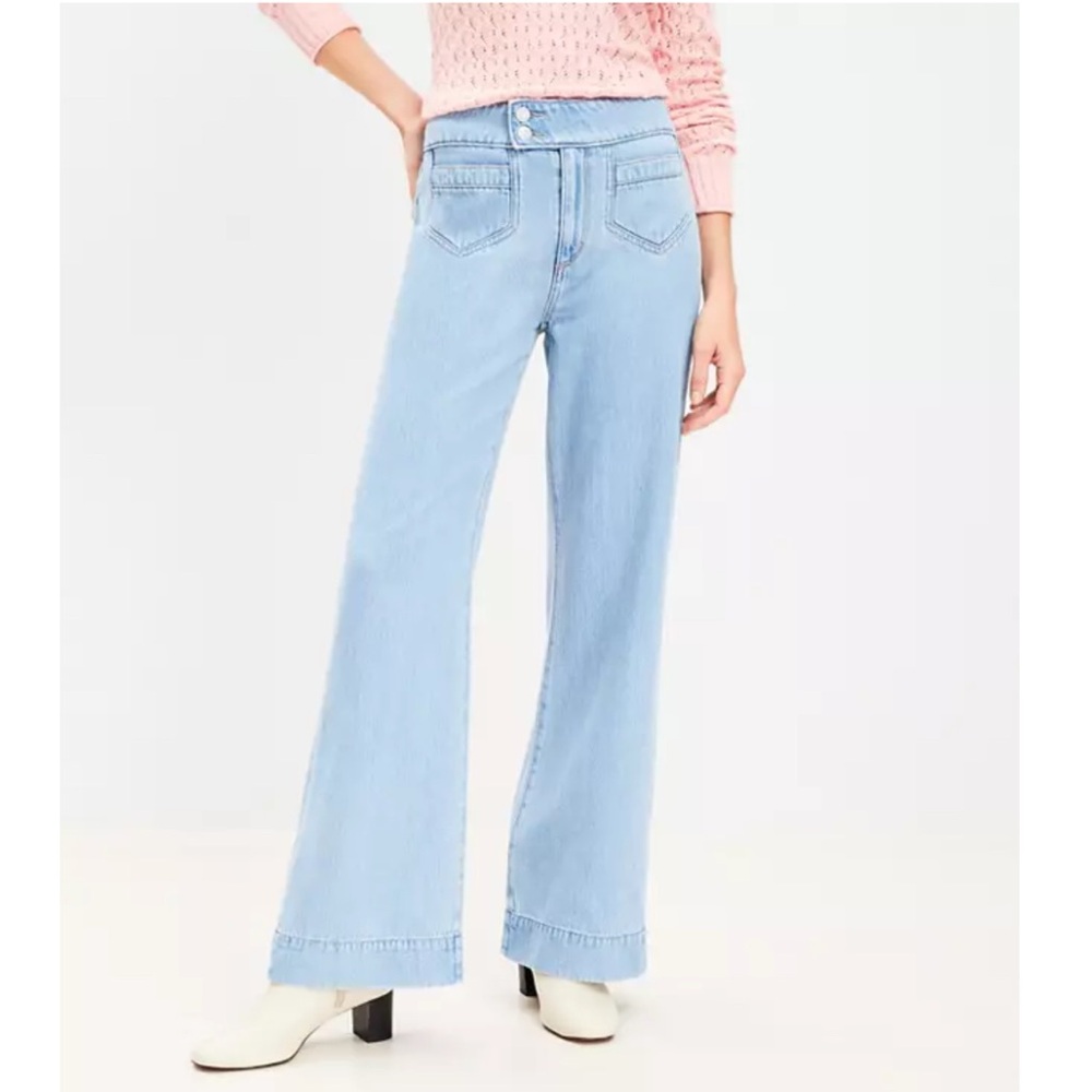 LOFT Blue Flare Wide Leg Jeans